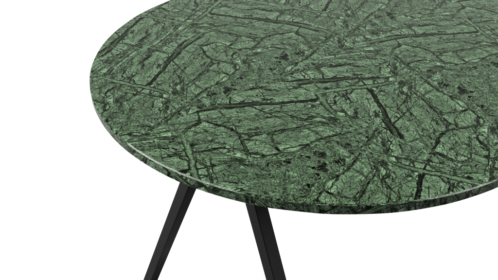 Half Oval Marble Dining Table – India Green (V-frame)