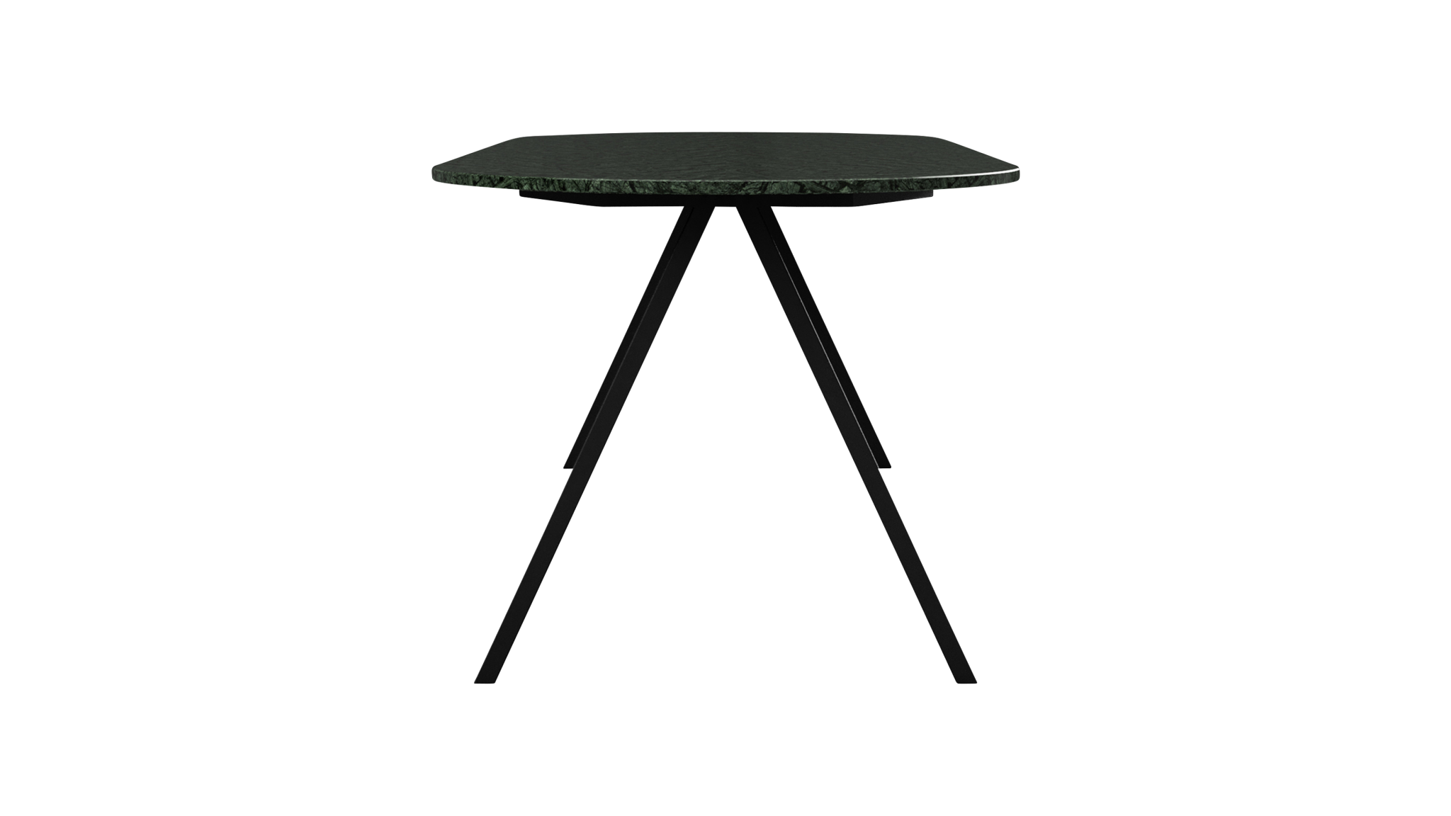 Half Oval Marble Dining Table – India Green (V-frame)