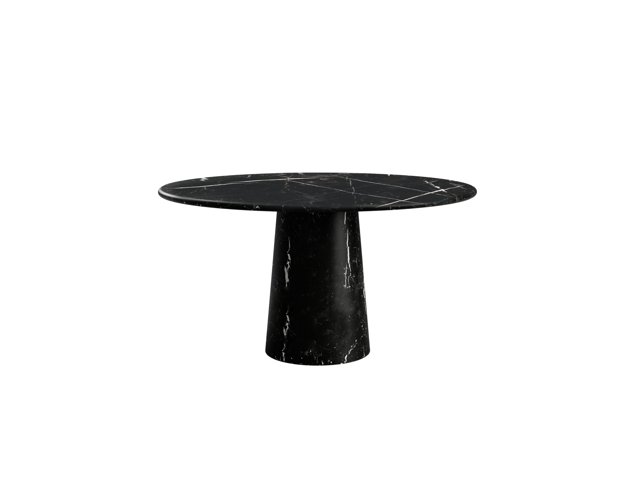 FLOW round dining table - Nero Marquina black marble (Marble cylinder)