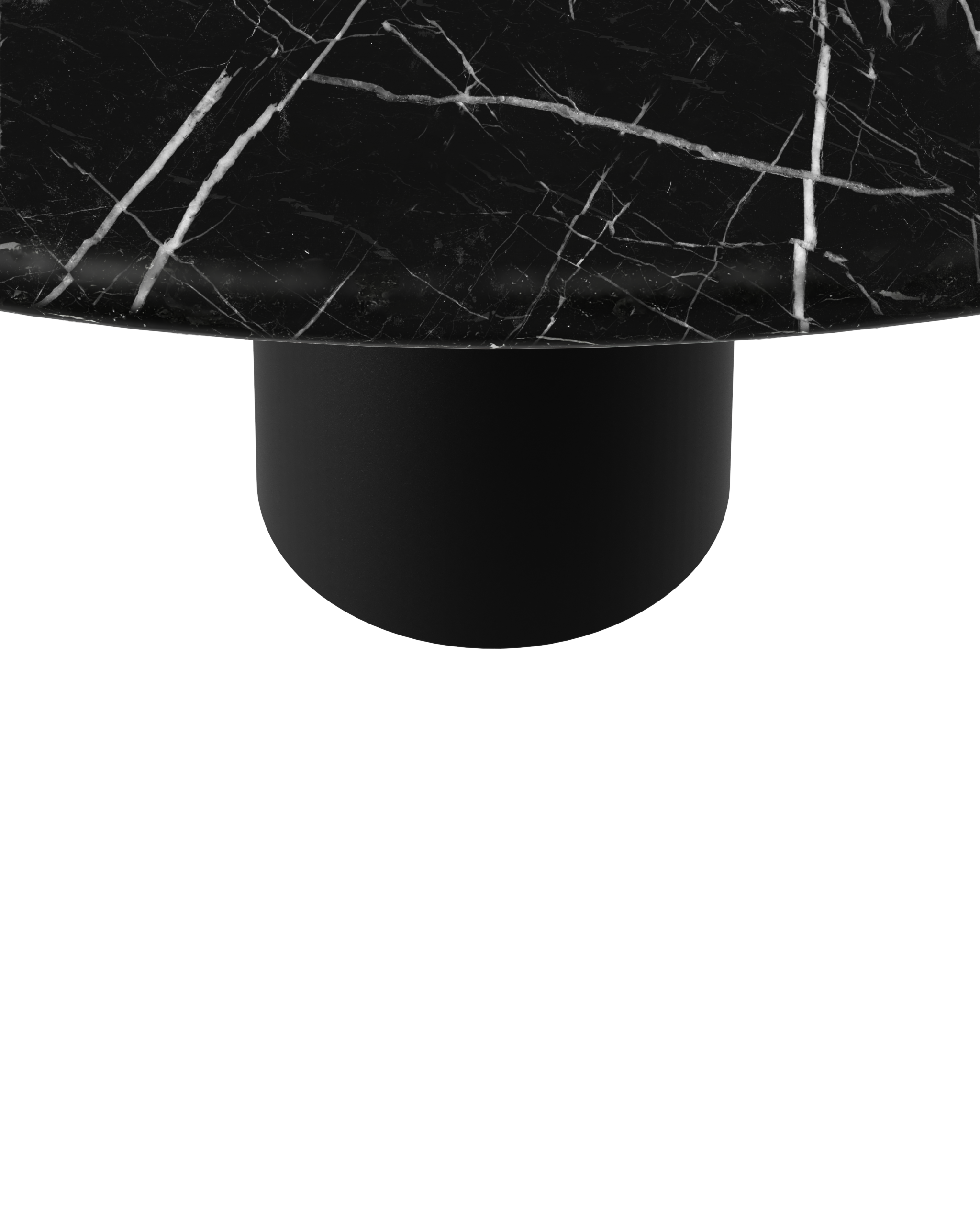 FLOW round dining table - Nero Marquina black marble (Black cylinder)