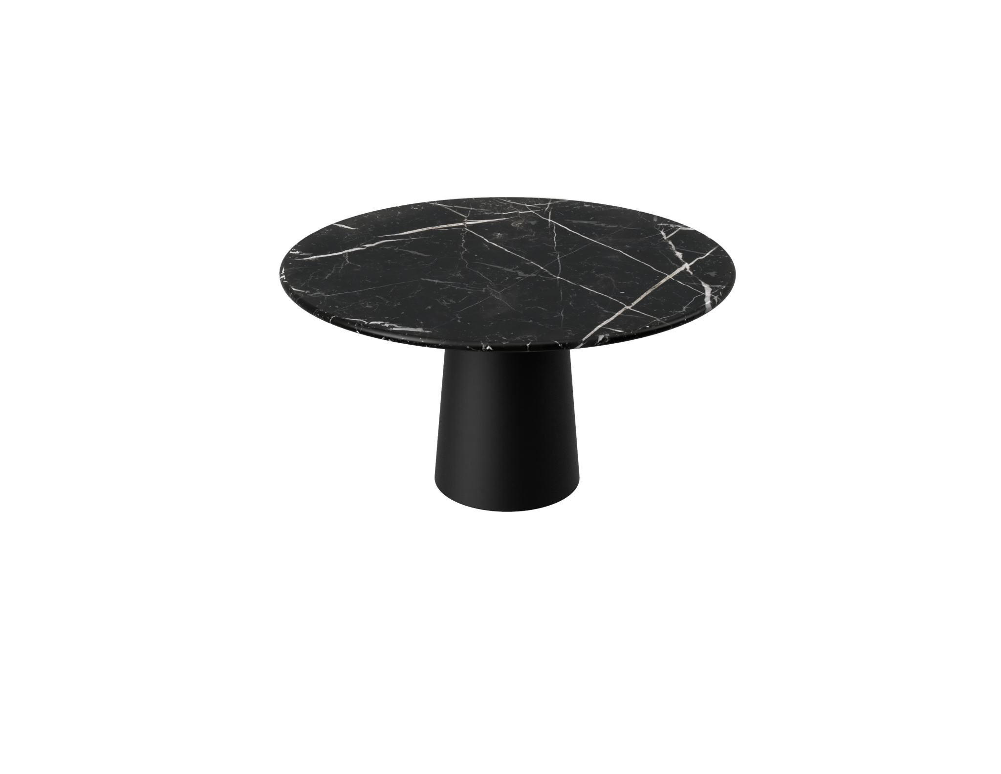 FLOW round dining table - Nero Marquina black marble (Black cylinder)