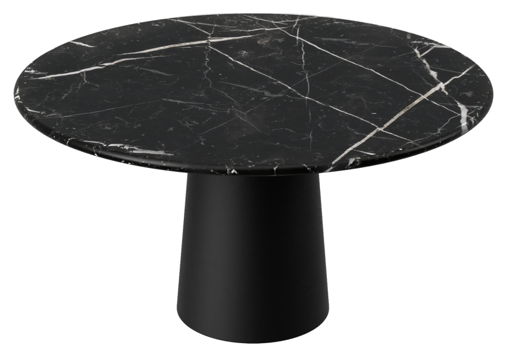 FLOW round dining table - Nero Marquina black marble (Black cylinder)